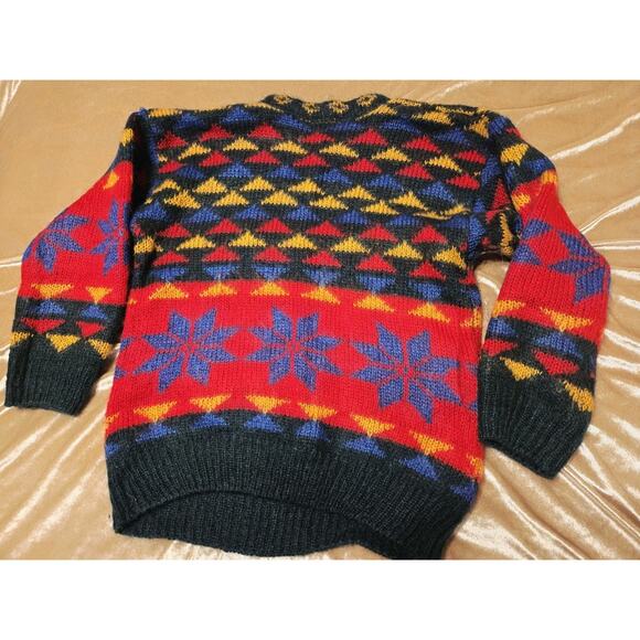 VTG 80s Fall Pattern 50% MOHAIR SWEATER WOMEN sz M Core Natural Fiber Snowflake - Picture 8 of 10